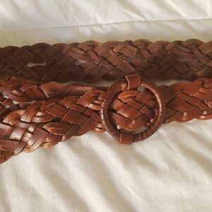 Jones New York Braided Brown Leather Belt